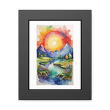 Framed Poster — Vibrant Watercolor Mountain Sunrise Landscape thumbnail 1