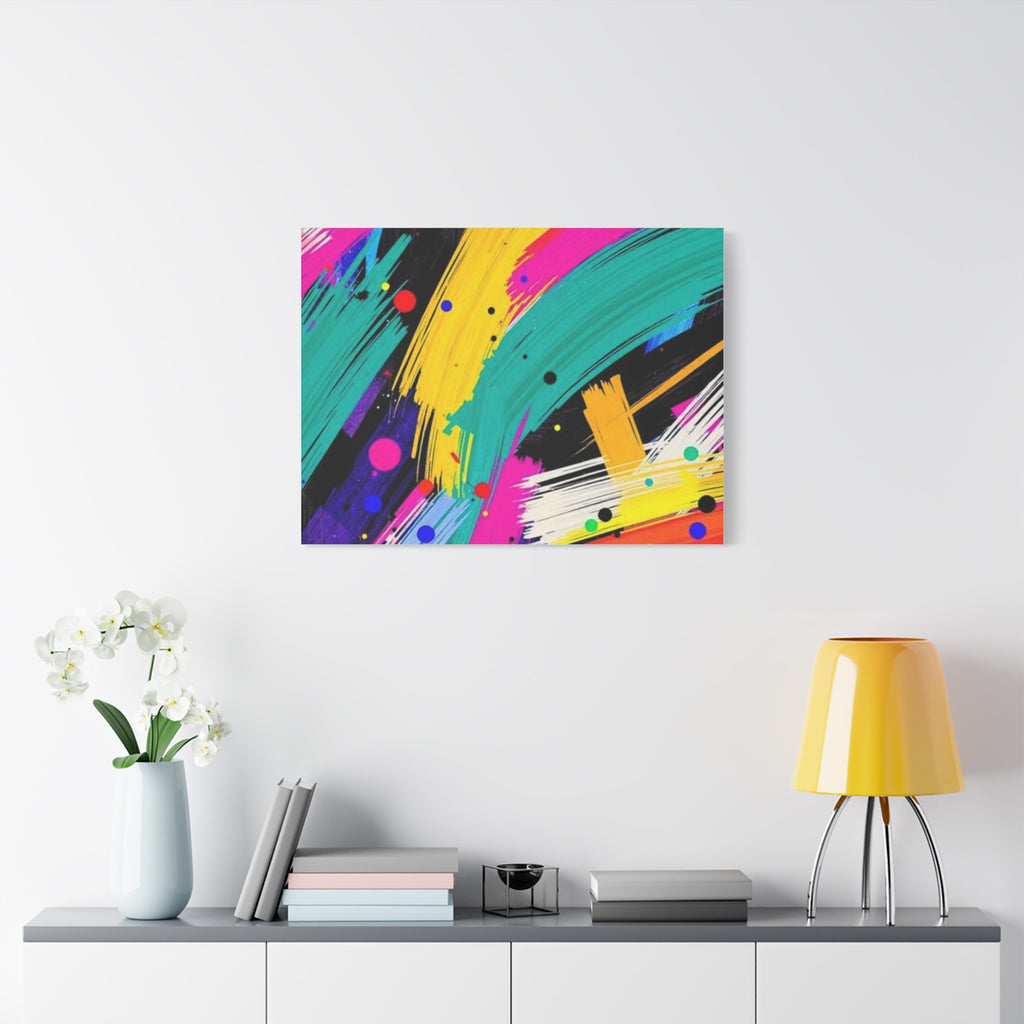 Abstract Neon Brushstroke Canvas Print — Colorful Modern Wall Art