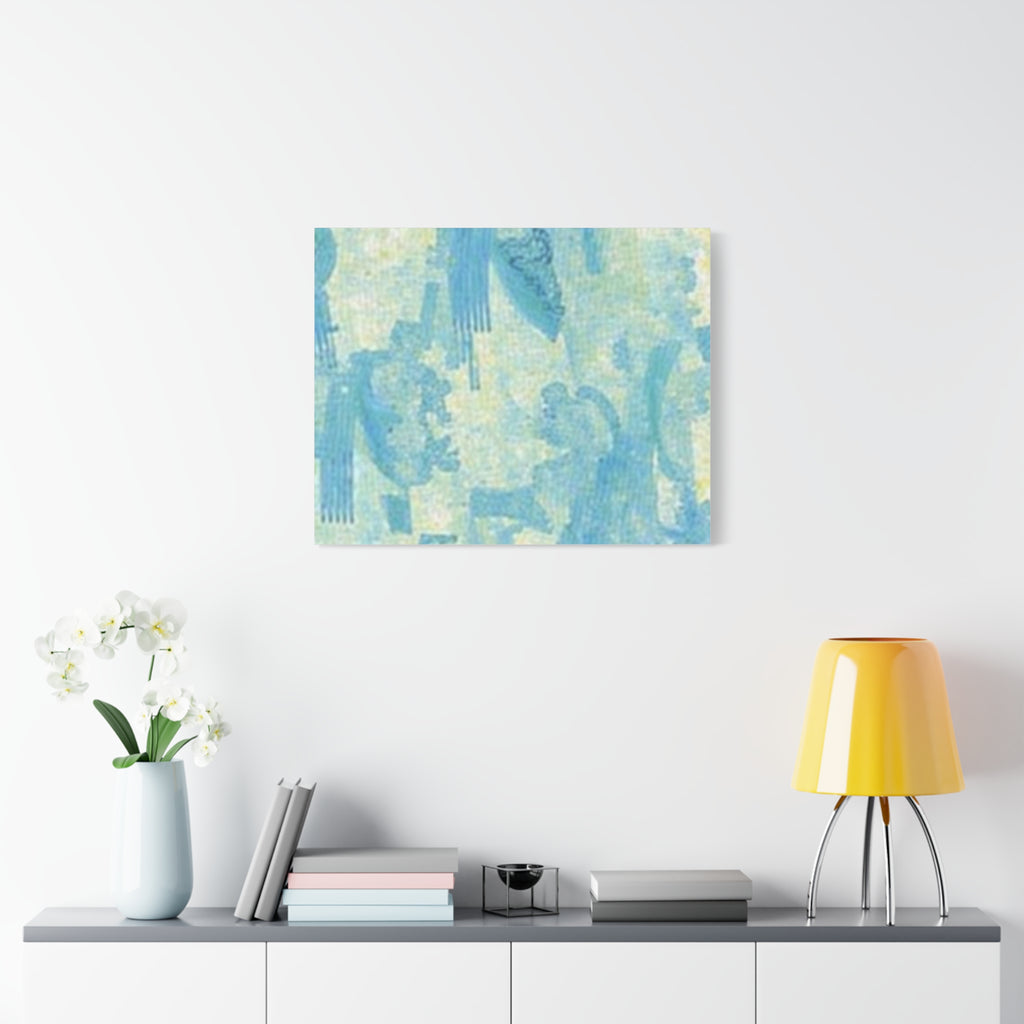Abstract Aqua Brushstroke Canvas Print — Coastal Blue Wall Art