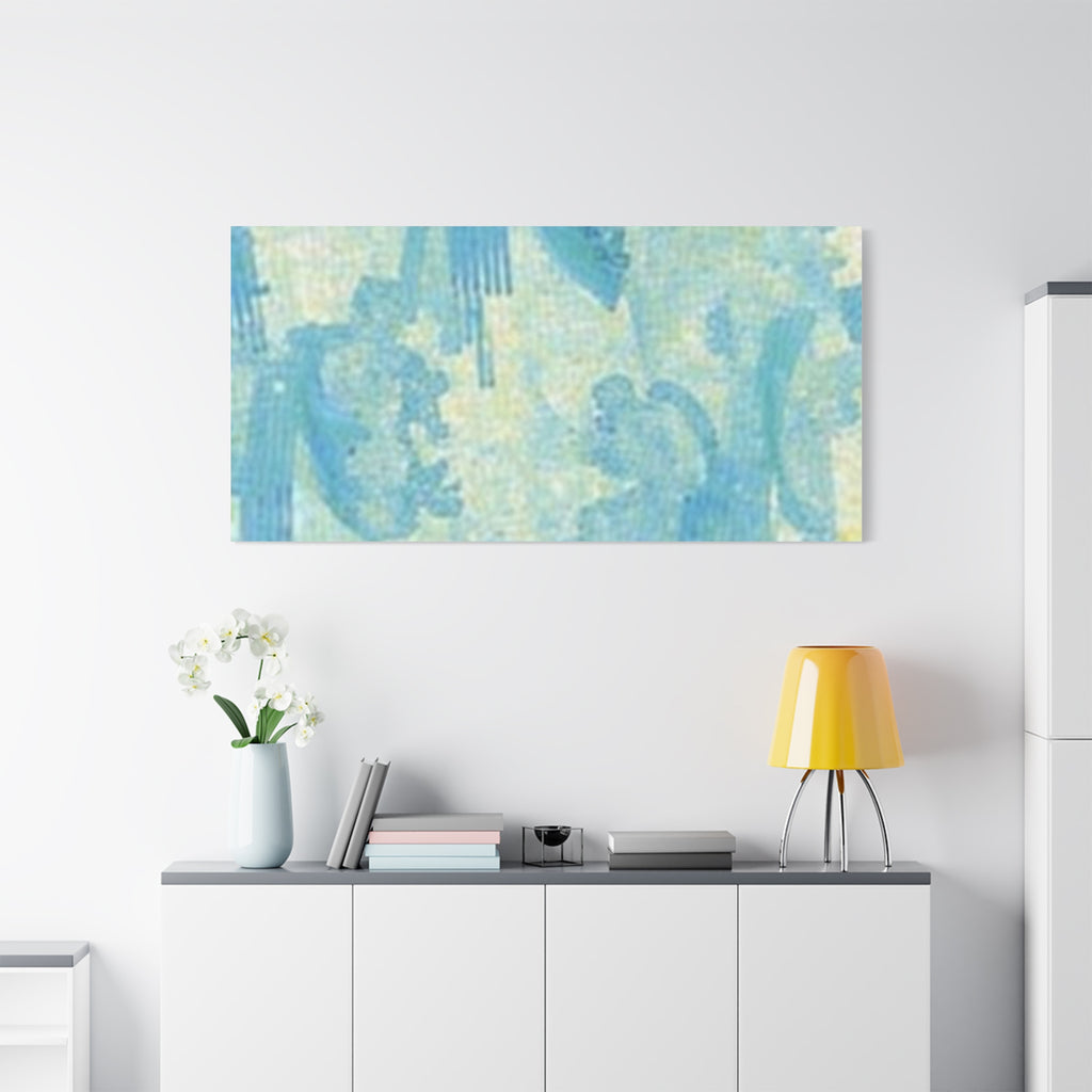 Abstract Aqua Brushstroke Canvas Print — Coastal Blue Wall Art