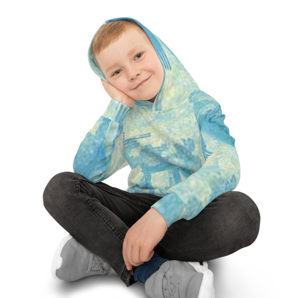Kids Hoodie - Blue Watercolor Camo All-Over Print
