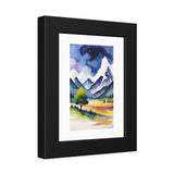 Framed Mountain Watercolor Print — Scenic Landscape Paper Poster thumbnail 2