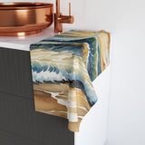 Sunset Ocean Waves Hand Towel — Coastal Watercolor Beach Decor thumbnail 4