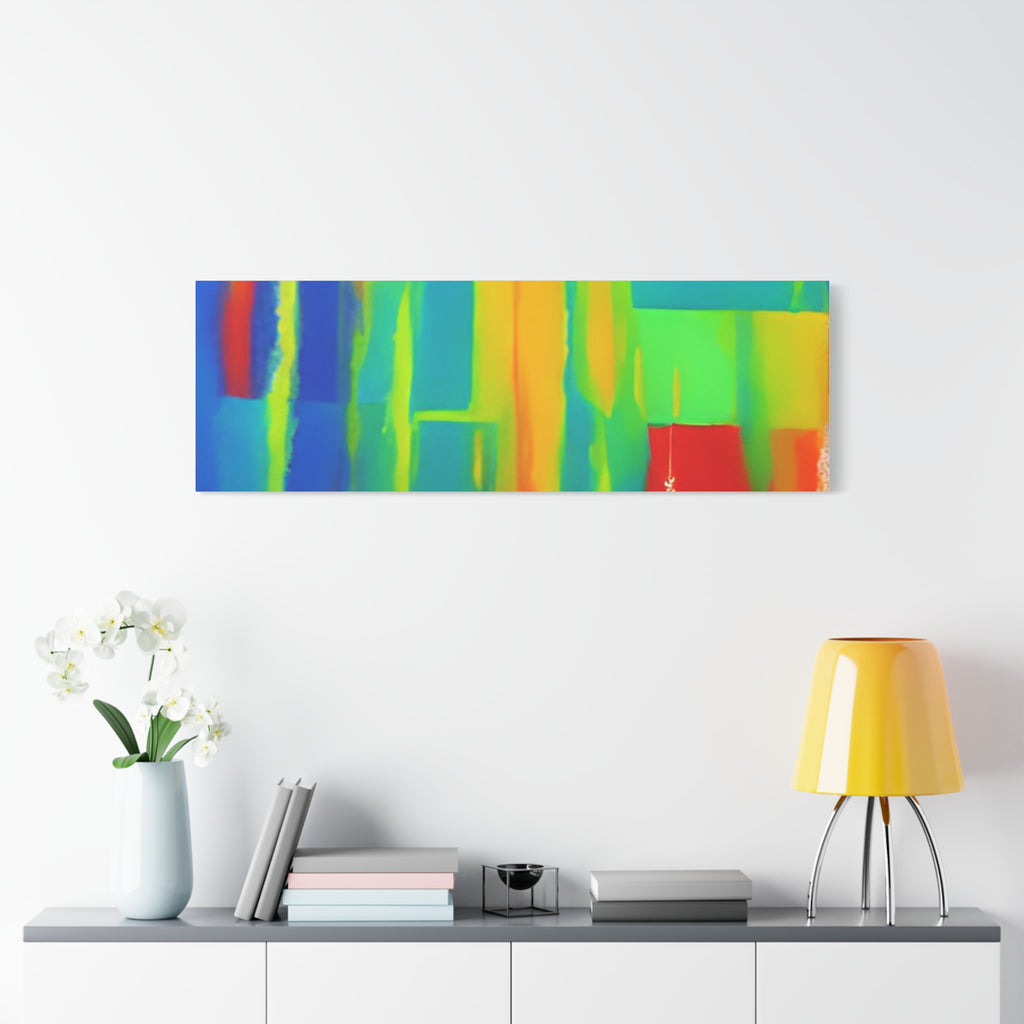 Abstract Rainbow Blocks Matte Canvas Print