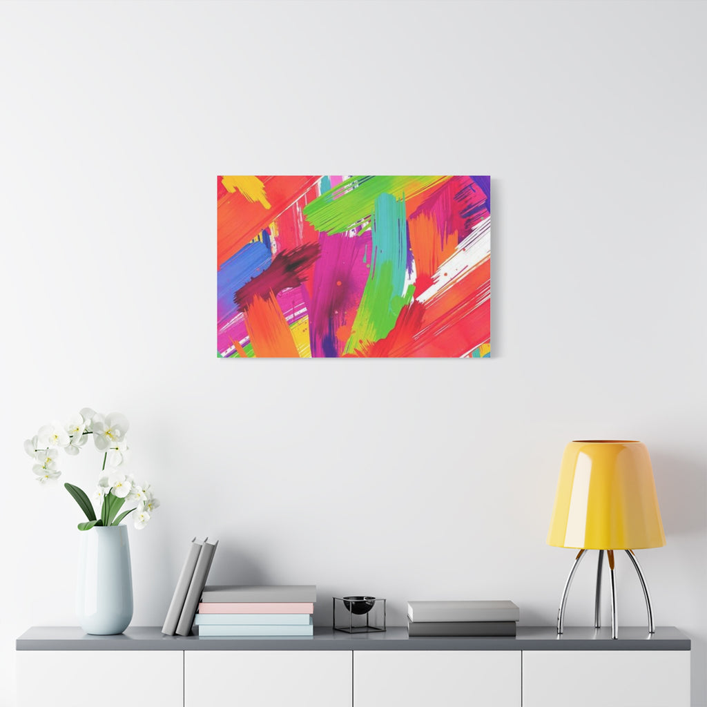 Abstract Rainbow Brushstrokes Matte Canvas Wall Art — Vibrant Stretched 1.25"
