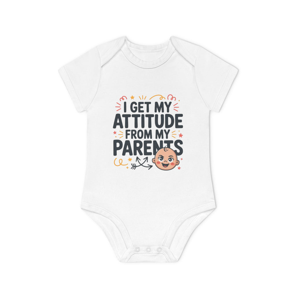 Baby Bodysuit — “I Get My Attitude From My Parents” Funny Infant Onesie