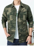Men's Plus Size Camouflage Print Long Sleeve Shirt thumbnail 1