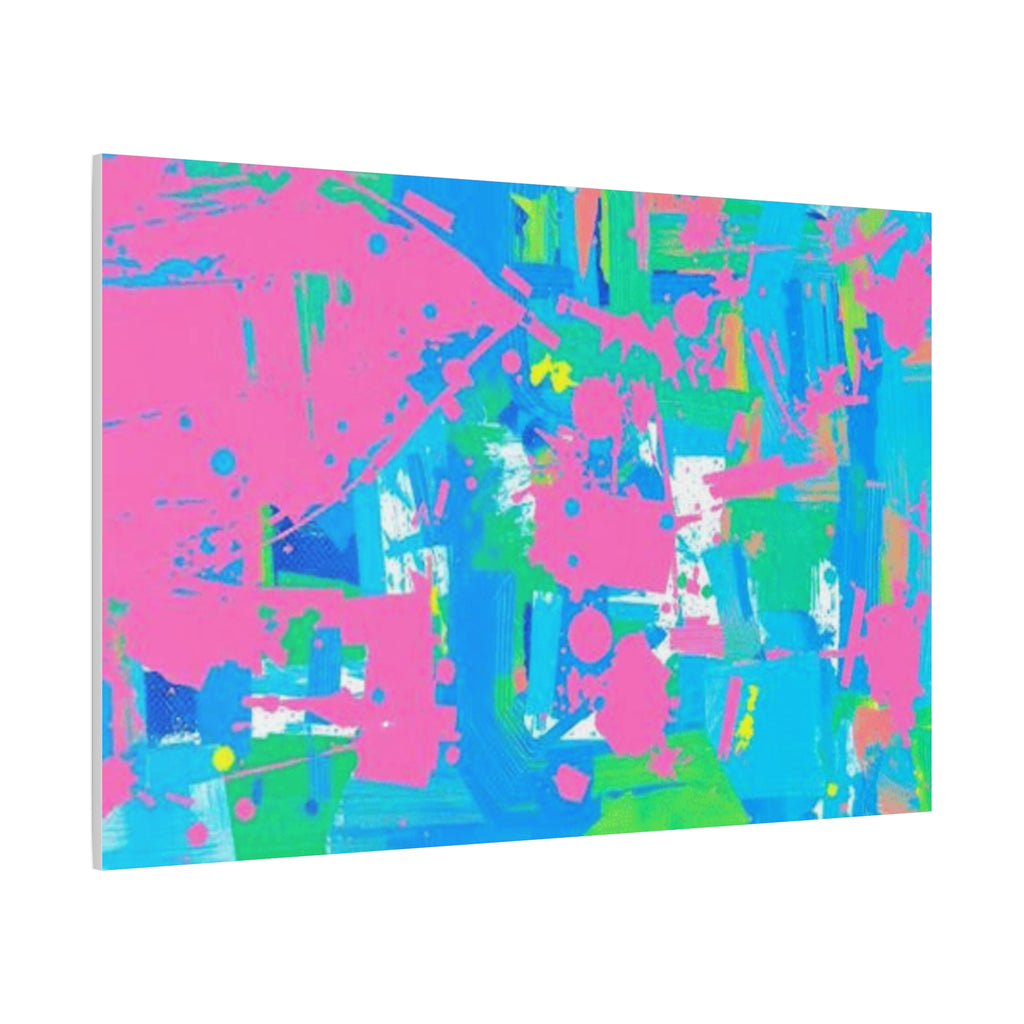 Neon Splash Abstract Canvas Print – Bright Pink & Aqua Modern Wall Art