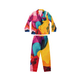 Colorful Abstract Satin Pajama Set — Women's Vibrant Lounge PJs thumbnail 2