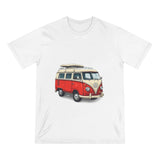 Vintage VW Camper T-Shirt — Retro Red Van Surfboard Graphic thumbnail 1