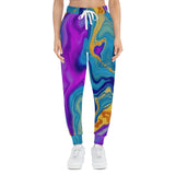Colorful Marble AOP Joggers — Abstract Purple & Teal Athletic Pants thumbnail 5