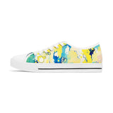 Low Top Sneakers — Abstract Watercolor Yellow & Blue Canvas Tennis Shoes thumbnail 3