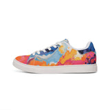 Men's Low-Top Leather Sneakers — Vibrant Abstract Watercolor Print thumbnail 3