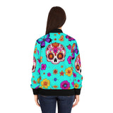Day of the Dead Floral Bomber Jacket — Sugar Skull & Butterflies thumbnail 4
