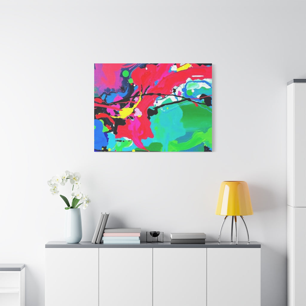 Abstract Neon Splash Matte Canvas Print — Vibrant Colorful Stretched Wall Art