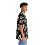 Black & White Tropical Hawaiian Shirt — Men's Floral AOP Button-Up thumbnail 5