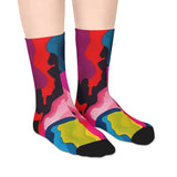 Colorful Abstract Mid-Length Socks — Vibrant Camouflage Pattern thumbnail 4