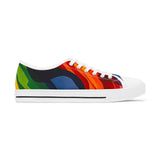 Low Top Sneakers — Vibrant Rainbow Wave Women's Canvas Shoes thumbnail 4