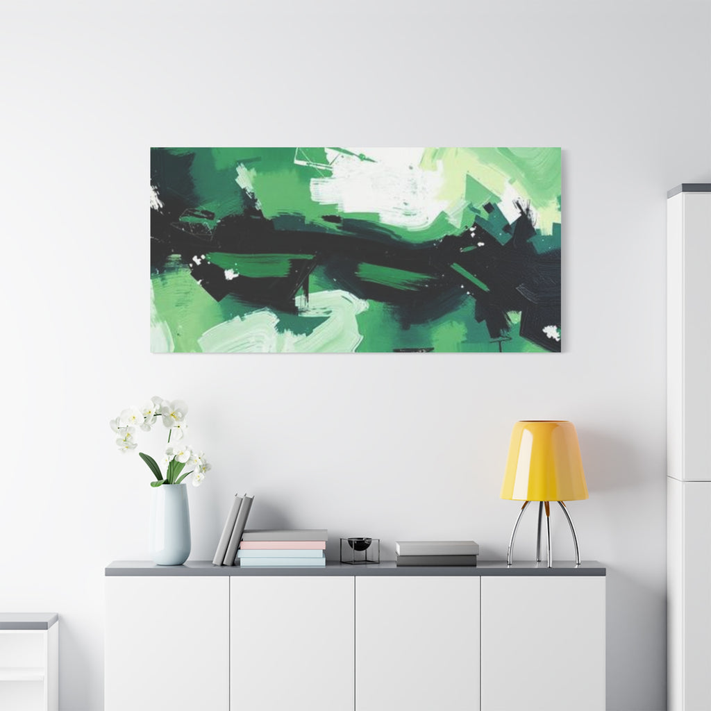 Abstract Green Brushstroke Canvas Print