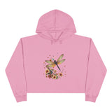 Dragonfly Floral Crop Hoodie — Botanical Watercolor Dragonfly Graphic thumbnail 4
