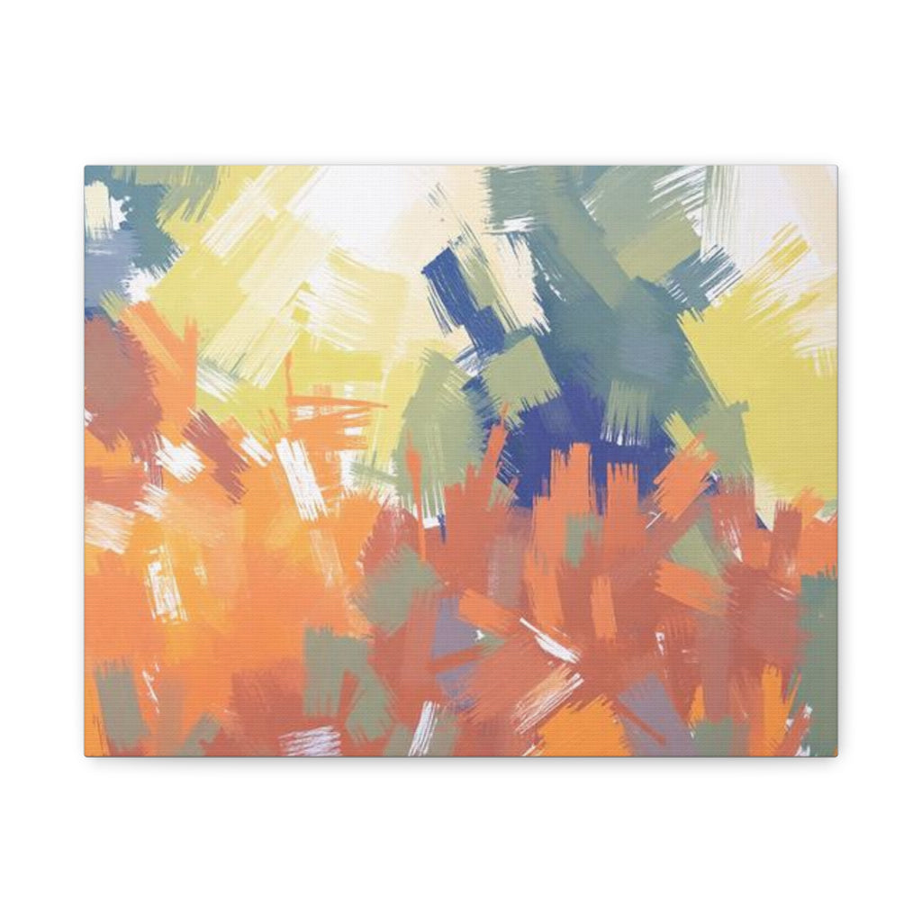 Abstract Colorful Brushstroke Matte Canvas Wall Art – Vibrant Orange & Green Stretched Print