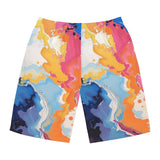Abstract Color Splash Board Shorts — Vibrant Marble AOP Men's Swim Trunks thumbnail 1