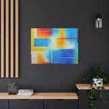 Abstract Color Field Matte Canvas Print — Vibrant Blue, Yellow & Red Stretched Wall Art thumbnail 79