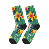 Tropical Floral Mid-Length Socks — Green Hibiscus Beach Print thumbnail 8