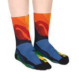 Colorful Abstract Flame Mid-Length Socks – Vibrant Rainbow Art Crew Socks thumbnail 4