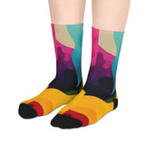 Colorful Abstract Mid-Crew Socks — Vibrant Watercolor Pattern thumbnail 3