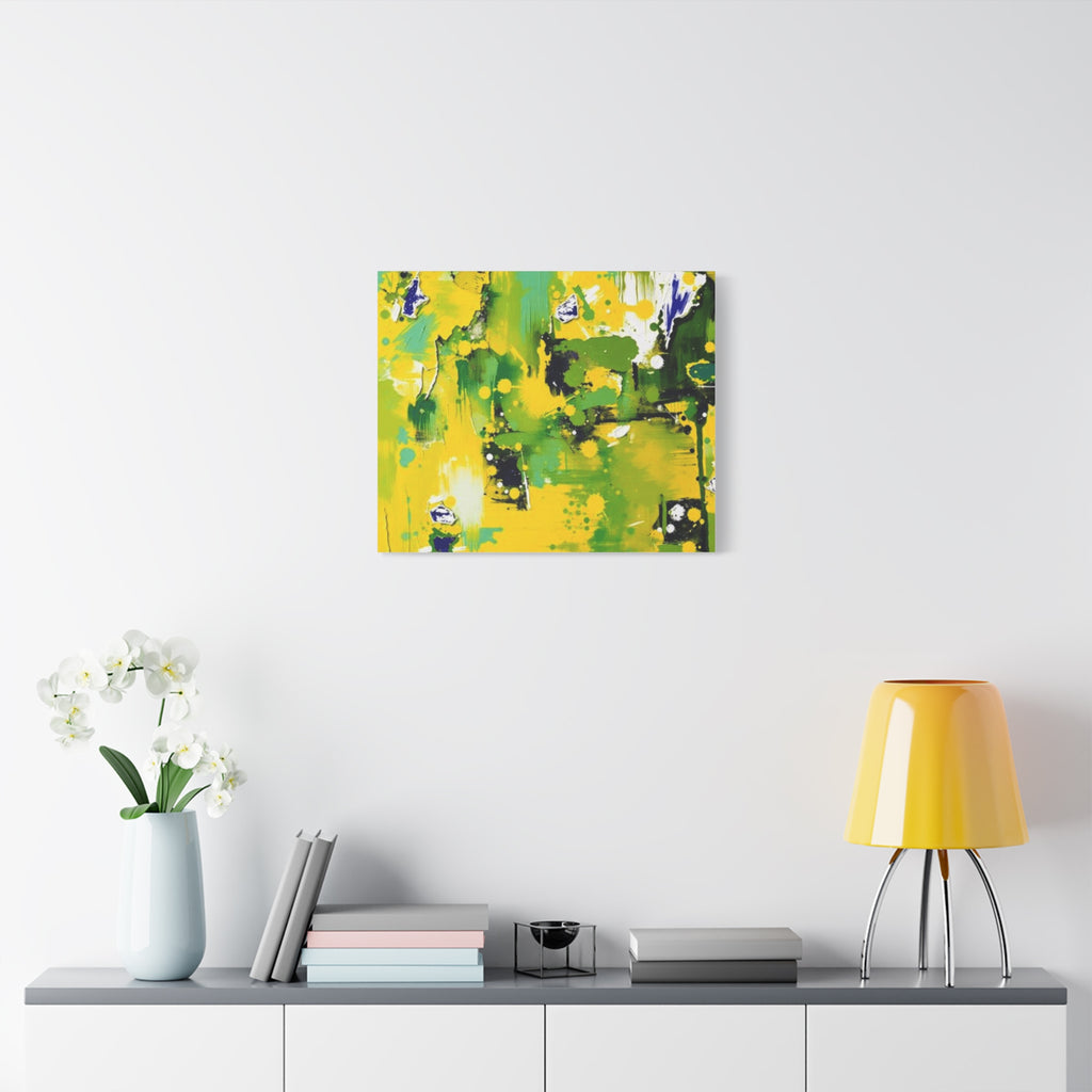Abstract Green & Yellow Matte Canvas Print – Vibrant Modern Wall Art