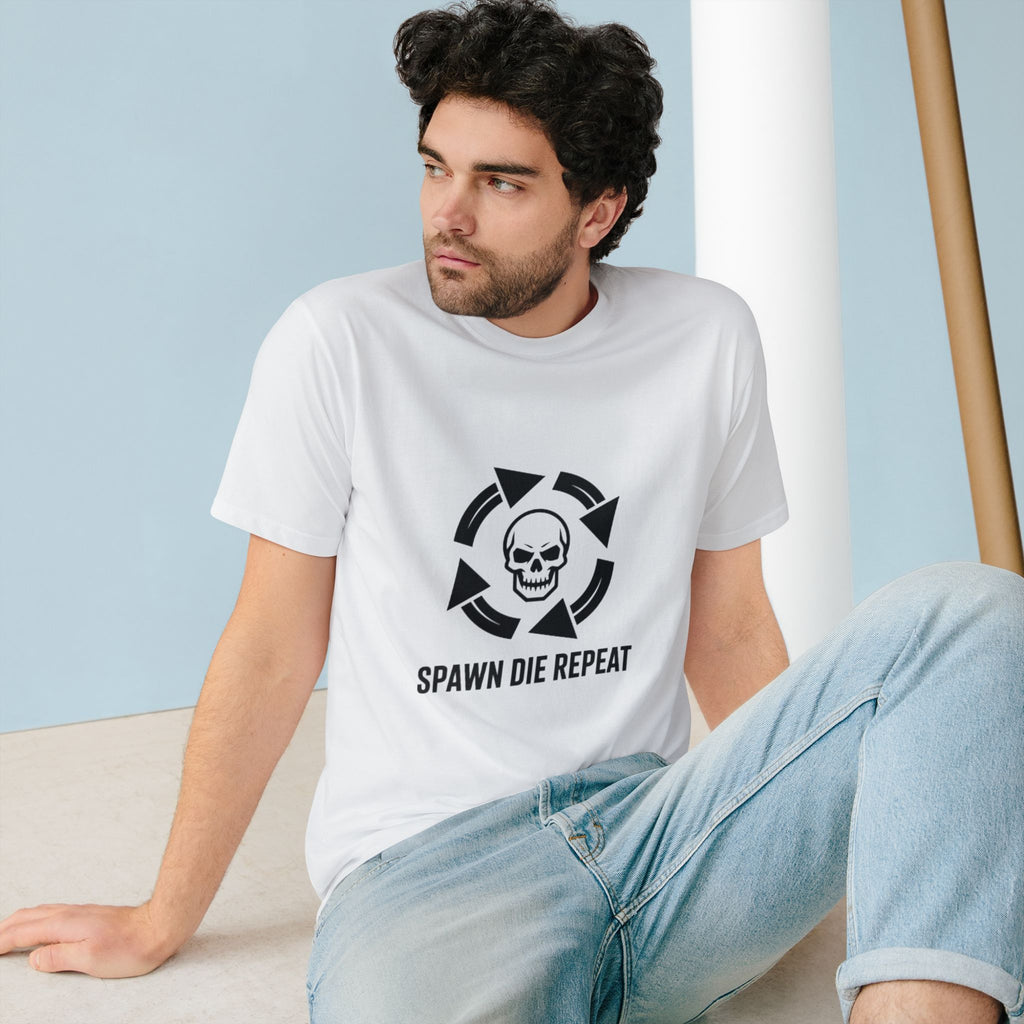 Spawn Die Repeat T-Shirt — Gamer Skull Respawn Graphic Tee