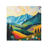 Mountain Meadow Face Towel — Colorful Scenic Nature Hand Towel thumbnail 2