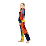 Women's Satin Pajama Set — Colorful Abstract Wave Print Sleepwear thumbnail 6