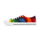 Low Top Sneakers — Vibrant Rainbow Wave Women's Canvas Shoes thumbnail 3