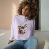 Dragonfly Floral Crop Hoodie — Botanical Watercolor Dragonfly Graphic thumbnail 10