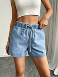 Drawstring High Waist Denim Shorts thumbnail 3