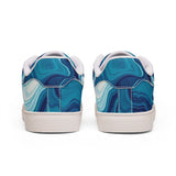 Men's Low-Top Sneakers — Blue Marble Swirl Leather Design thumbnail 6
