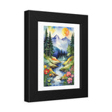 Framed Mountain Watercolor Poster – Floral Forest Landscape Wall Art thumbnail 2