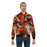 Abstract Swirl Bomber Jacket — Colorful Retro Marble AOP thumbnail 3
