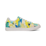 Abstract Watercolor Low-Top Leather Sneakers — Yellow Blue Splash thumbnail 1