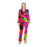 Satin Pajamas — Vibrant Abstract Color Splash Sleep Set thumbnail 1