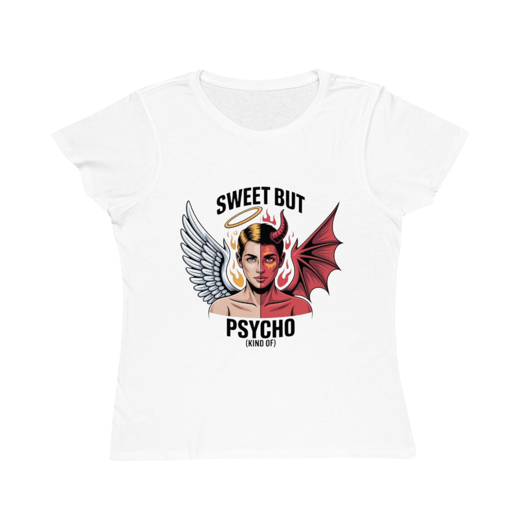 Sweet But Psycho Women's Graphic Tee - Angel & Demon Illustration