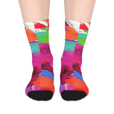 Abstract Neon Brushstroke Mid-Length Socks — Colorful Artistic Crew Socks thumbnail 1