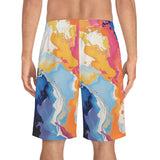 Abstract Color Splash Board Shorts — Vibrant Marble AOP Men's Swim Trunks thumbnail 4