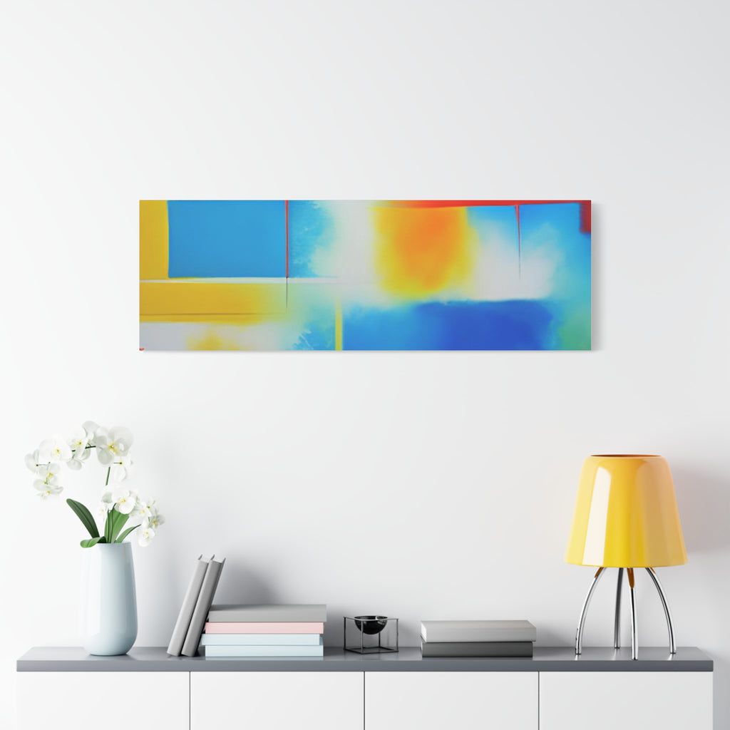 Abstract Color Field Matte Canvas Print — Vibrant Blue, Yellow & Red Stretched Wall Art