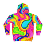 Kids' Psychedelic Rainbow Hoodie — Vibrant Swirl All-Over Print thumbnail 3