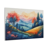 Watercolor Mountain Landscape Canvas Print — Stretched Matte Wall Art thumbnail 18