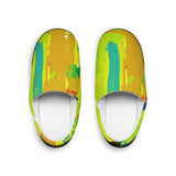 Colorful Abstract Men’s Indoor Slippers — Bright Yellow Artistic House Shoes thumbnail 1
