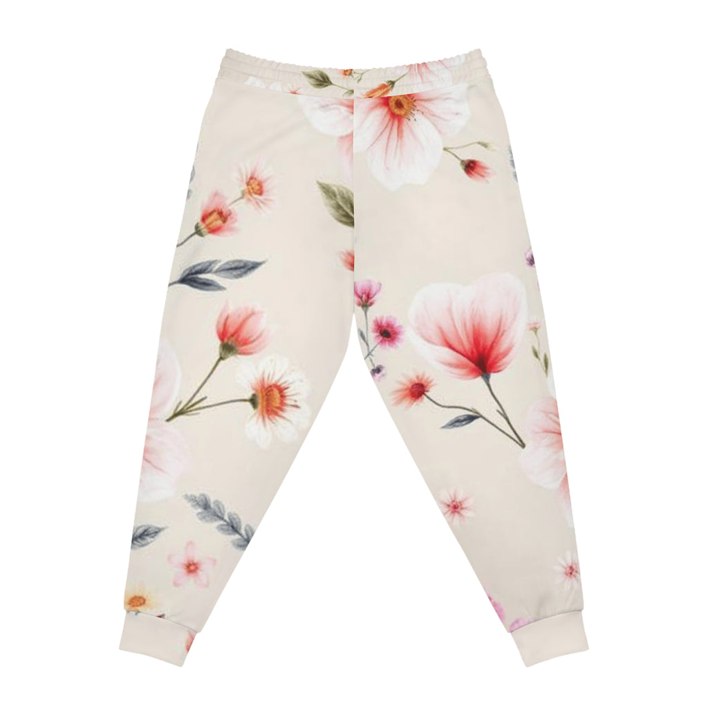 Floral Blush Athletic Joggers — Pink Watercolor Blossom All-Over Print